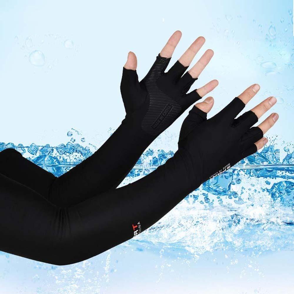 Sun Protection Summer Long Arm Covers Thin Anti-UV Arm Sleeves Half Finger Ice Sleeves Driving
