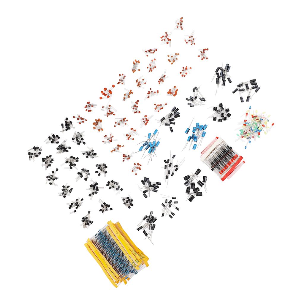 Zestaw 1400 sztuk Komponenty elektroniczne Rezystor metalofilmowy Kondensator elektrolityczny ceramiczny Tranzystor