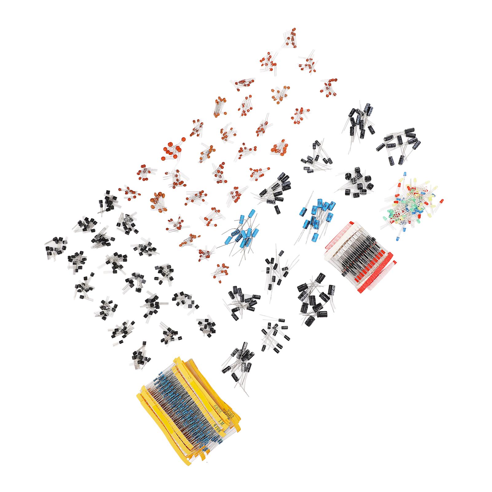 

1400 Pcs Set Electronic Components Metal Film Resistor Ceramic Electrolytic Capacitor Transistor