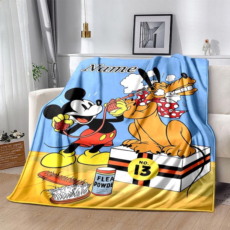Custom 1pc Mickey Pluto's Flea Fight Blanket, Soft And Comfortable Blanket, Casual Warm, Camping Travel Blanket, Birthday Gift Q910136
