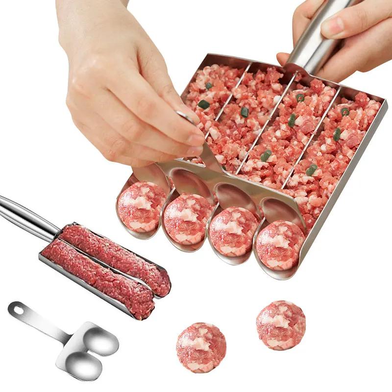 2/4 Meatball Making Tools Meatball Maker with Cutting Spade Multifunction Meatball Scoop Maker Stainless Steel Kitchen Manual