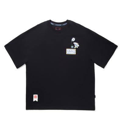 Li Ning X Colaboração Artista Henry Jones Camiseta Manga Curta Gola Redonda Estampa Logo Marca Letra Simples Versátil Ajuste Solto Tops Masculinos AHSV419-3