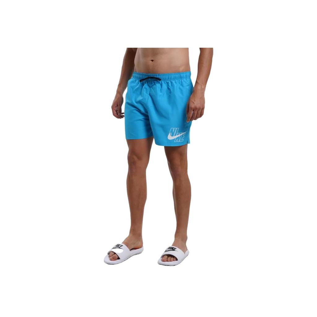 Nike Logo Print Straight-Leg Drawstring Casual Shorts Men Bottoms Blue NESSA566-406