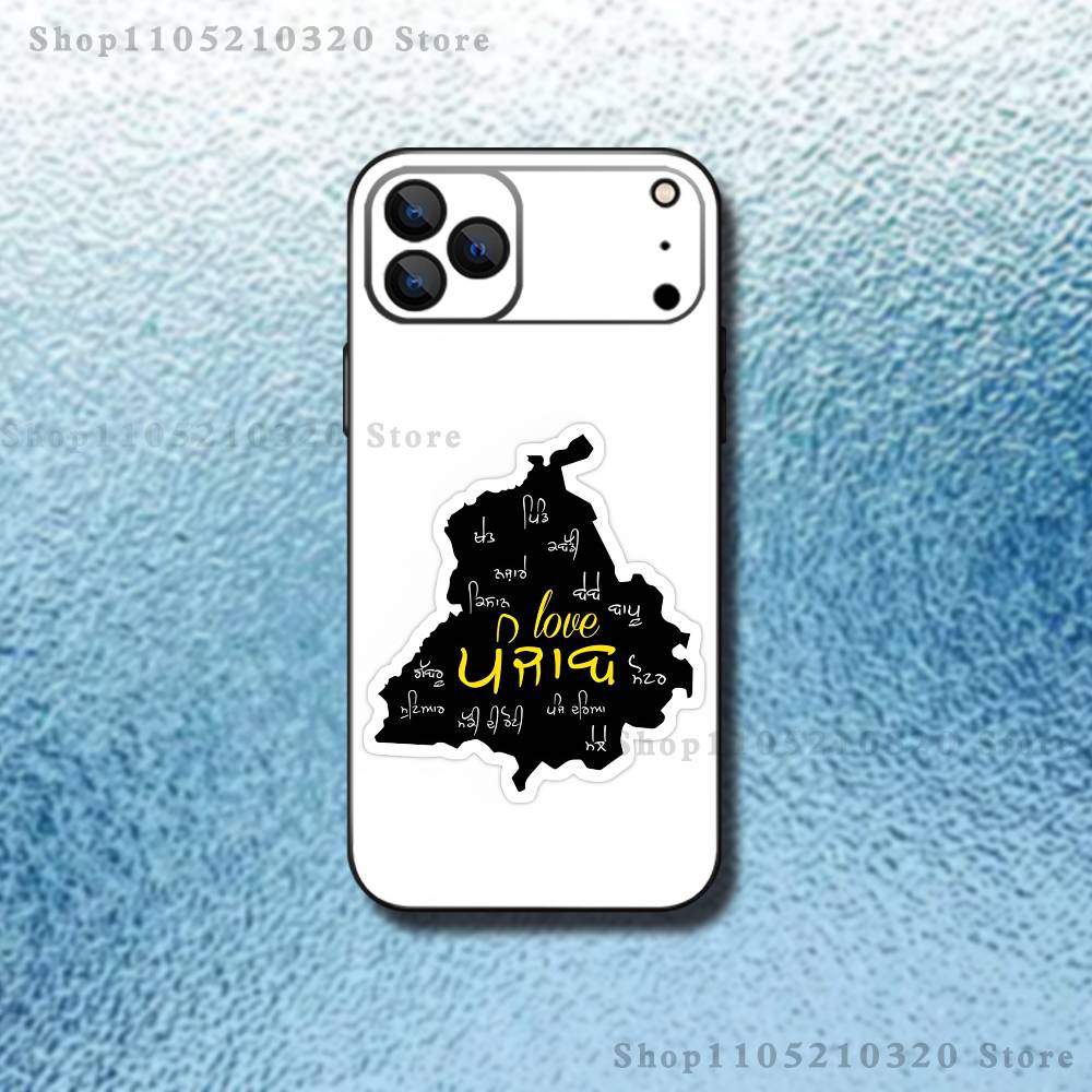 Punjab Map Phone Case For iPhone 17,16,15,14,13,12,Pro,Max,Plus,E,SE4,Air,Mini Black Soft Box