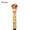 Golden Red Luxury Round Handle Fashion Stick for Party Decorative Walking Cane Elegant Crosier Knob Walking Stick 93cm