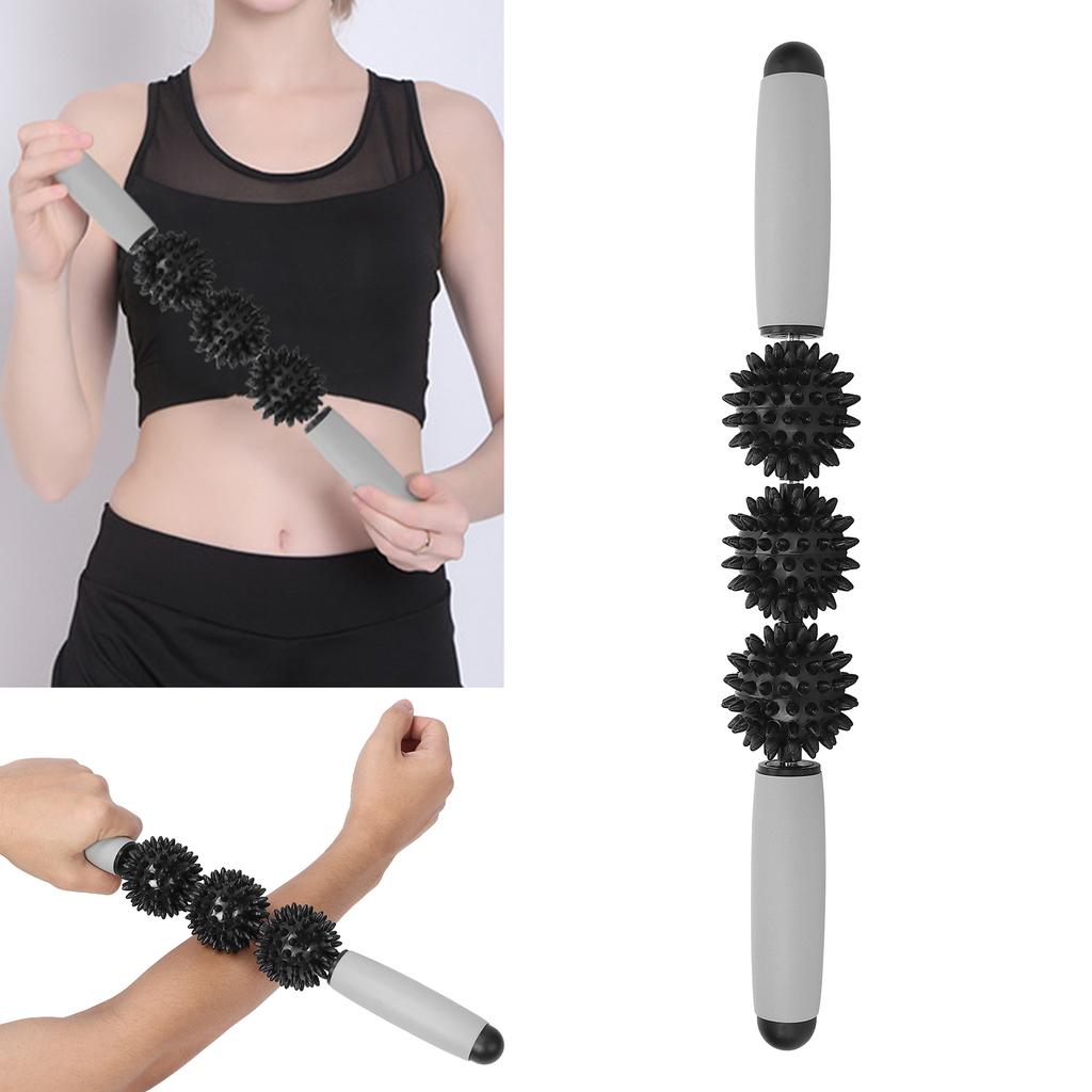 3 Balls Muscle Massage Roller   Stick Body Massage Relaxation Muscle Roller Stick