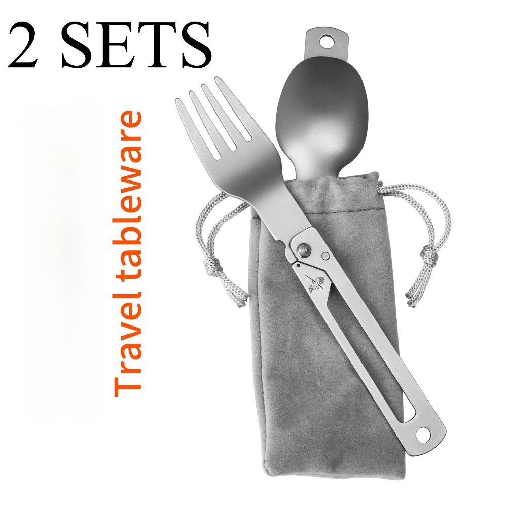 

2 sets, creative outdoor forks and spoons, portable folding forks and spoons, travel camping tableware 16cm серебряный