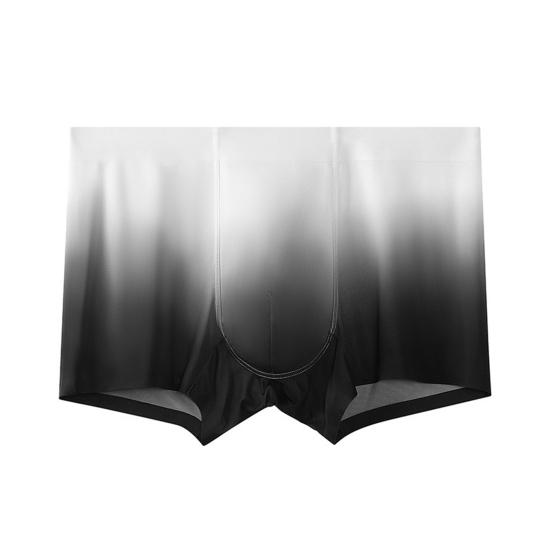 Men Boxer Underwear Breathable Ice Silk U Convex Design Gradient Color Shorts Underwear Seamless Panties Daily Wear