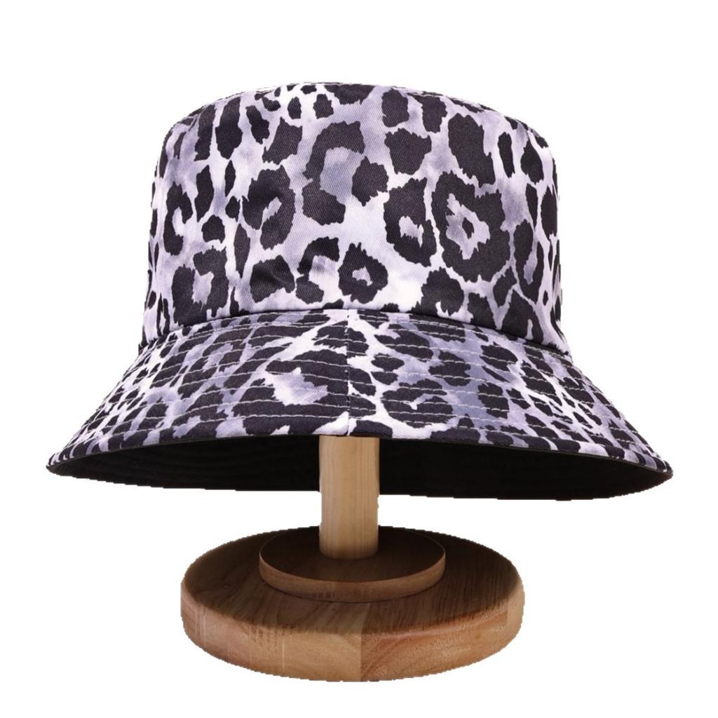 Leopard Print Bucket Hat Female Double-Sided Can Wear Sunshade Basin Hat