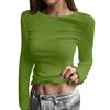 Women's  And Winter Slim Bottom T-shirt Fashion Casual Solid Color V-Neck Pullover Long Sleeve Top