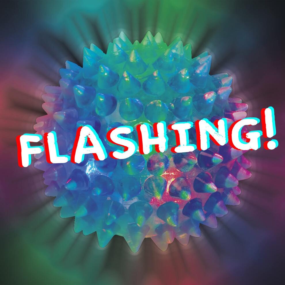 6 Spiky 6.5cm LED Flashing Bouncy Disco Balls with Light, Squishy Stress Relief Fidget Squeezy Spikey Ball Toy for OCD ADHD ADD & Autism High Anxiety