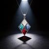 Shell Embellished Diamond Shape Necklace Pendant With Jewelry Accessory For Fashion Enthusiasts