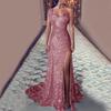 Club Party Women Sexy Plus Size Sequined One Shoulder Split Maxi Evening Dress