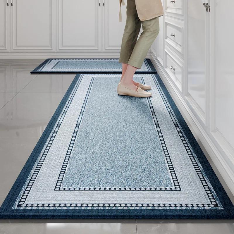 Natural Bamboo Cotton Kitchen Runner Rug - 3-Layer Oil/Water/Dirt Proof | Anti-Slip Backing | Extra Long Washable Floor Mat