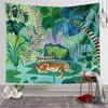 Animal King Forest Tiger Tapestry Wall Hanging Tropical Palm Plant Flower Bohemian Tapestry Home Decoration Yoga Mat Blanket