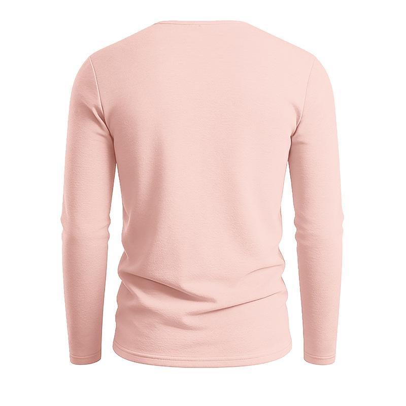 T-shirt Estiva da Uomo a Manica Lunga Scollo a V Cotone Lino Ampia Casual Base Monocolore Magliette Top Traspiranti