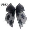 Mesh Bow Hair Clip Halloween Bat Spring Clips, Black White Lace Spider Web Unique Hairpin Barrettes, Gothic Dark Style for Women Cosplay Costume