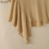 ZANZEA Women Casual Round Neck Solid Color Loose Short Sleeve Blouse
