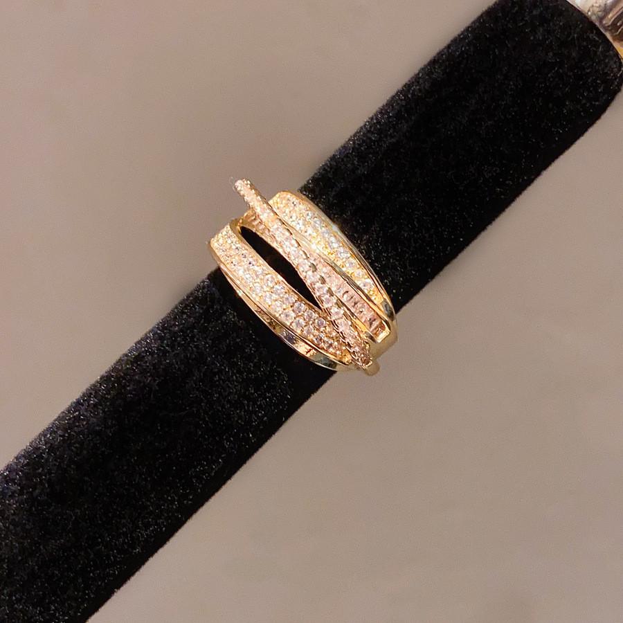 Trendy Zircon Open Ring For Women With Geometric Shape And Copper Construction For Daily Fashion