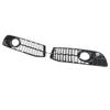 2pcs Front Foglight Grille Left Right Mesh Style Glossy Black Replacement for A6 C6 2008‑2011