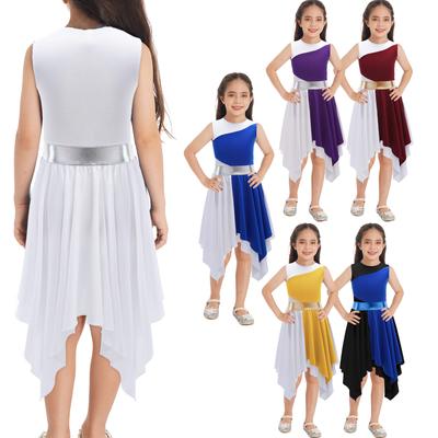 Lyrical Dance Costumes Contrast Color Ballet Dancewear Prom Party Stage Performance Dress for Girls