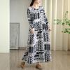DIMANAF New 2025 Women Plus Size Spring Long Dress Loose Basic Vintage Oversize Long Sleeve Maxi Floral