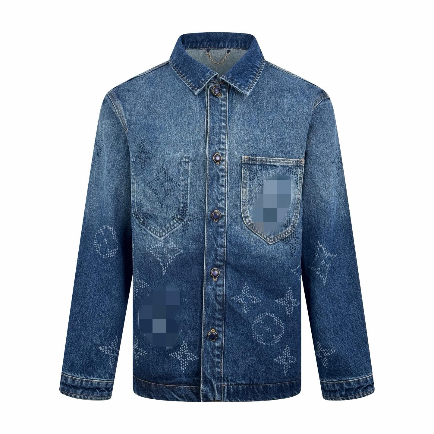 

Унисекс джинсовая куртка с градиентным логотипом - Классическая повседневная верхняя одежда с принтом букв для осени/зимы XL