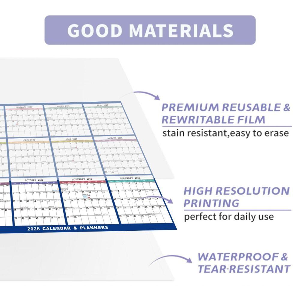 2026 Великий Настінний Календар Зітний Планувальник Робочого Графіку Настінні Календарі для Дому, Офісу та Школи