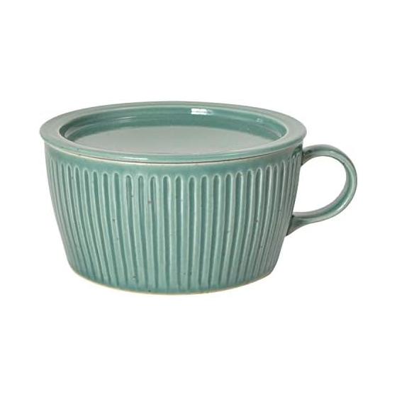 Hasami ware soup cup with lid green