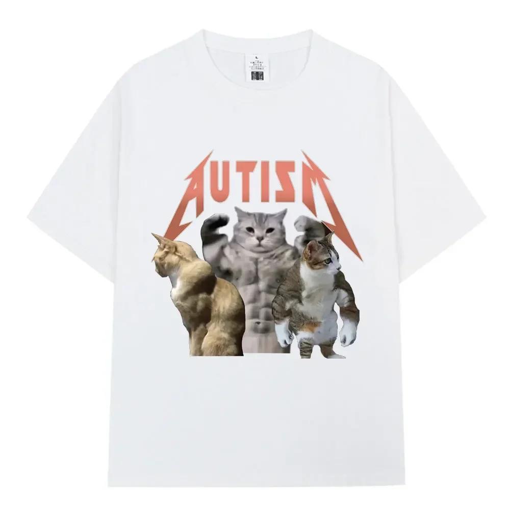 Buff Cats Autism Memory T-shirt Fitness Gym Fashion Hip Hop Short Sleeve T Men's Summer Comfortable T-shirt