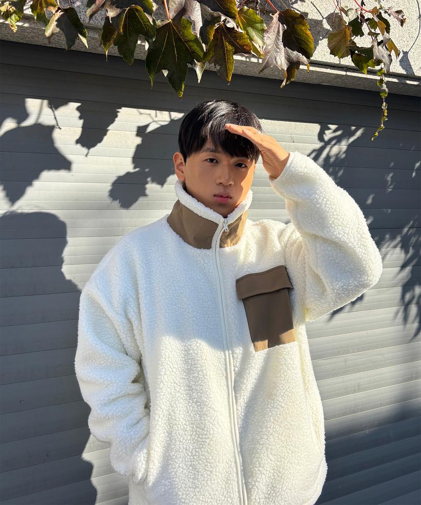 Pollution Mixed Fleece Zip-Up Jacket (Pkhawjk023_Iv)