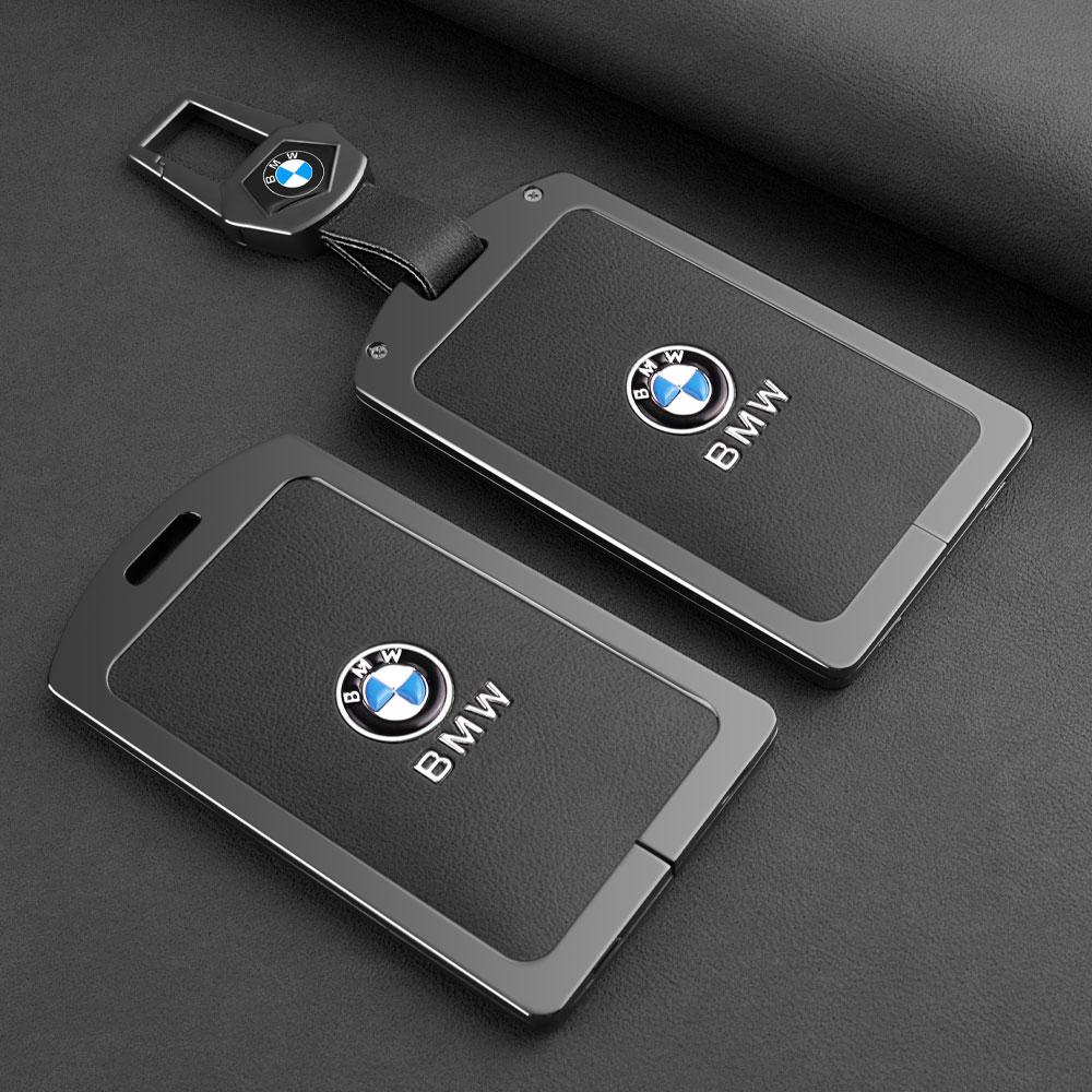 Zinc Alloy Leather Key Case Shell Buckle Car Key Cover Fit For BMW 1 3 5 7 Series X1 X3 X5 X6 X7 535le Auto Keychain Accessories