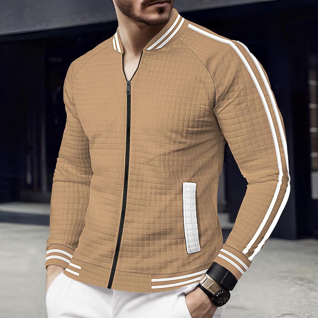 Giacche Europee E Americane, Giubbotti da Baseball, Taglie Grandi, Collo Alto, Zip Monocolore, Giacche Versatili da Esterno, Top