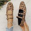 Women's Shoes 2025 Brand Buckle Strap Women's Flats Fashion Leopard Print Daily Flats Women Hot Sale Square Toe Flat Low Heels