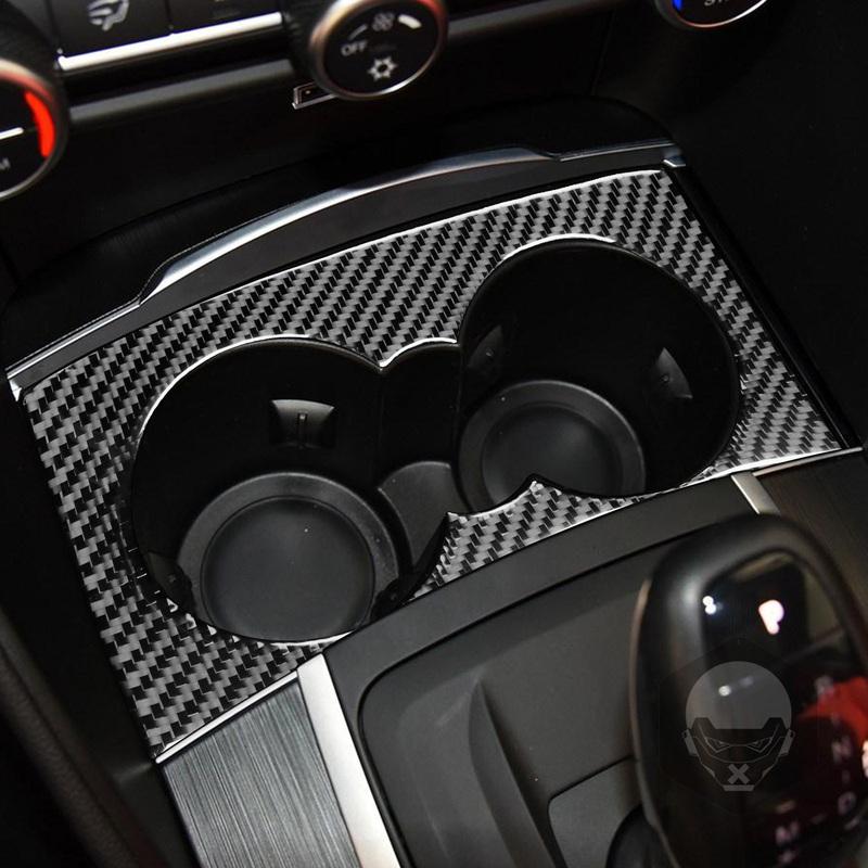 Carbon Fiber Car Accessories Center Cup Holder Panel Modified Interior Trim Cover Soft Sticker For Alfa Romeo Giulia 2017-