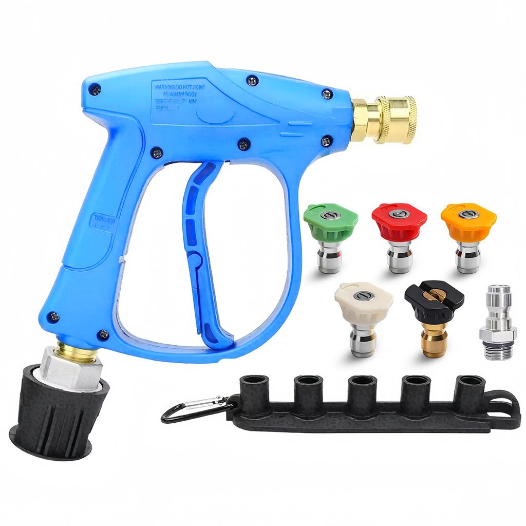 5 Nozzles High Pressure Washer Gun, 1/4" Quick Connect, M22-14mm for Nilfisk Lavor Karcher K2~K7, Car Wash Kit for Hose