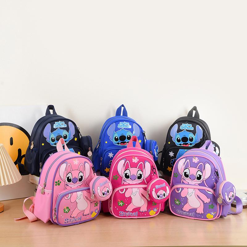 Kids Cartoon Stitch Backpack With Air Cushion Straps For School Travel