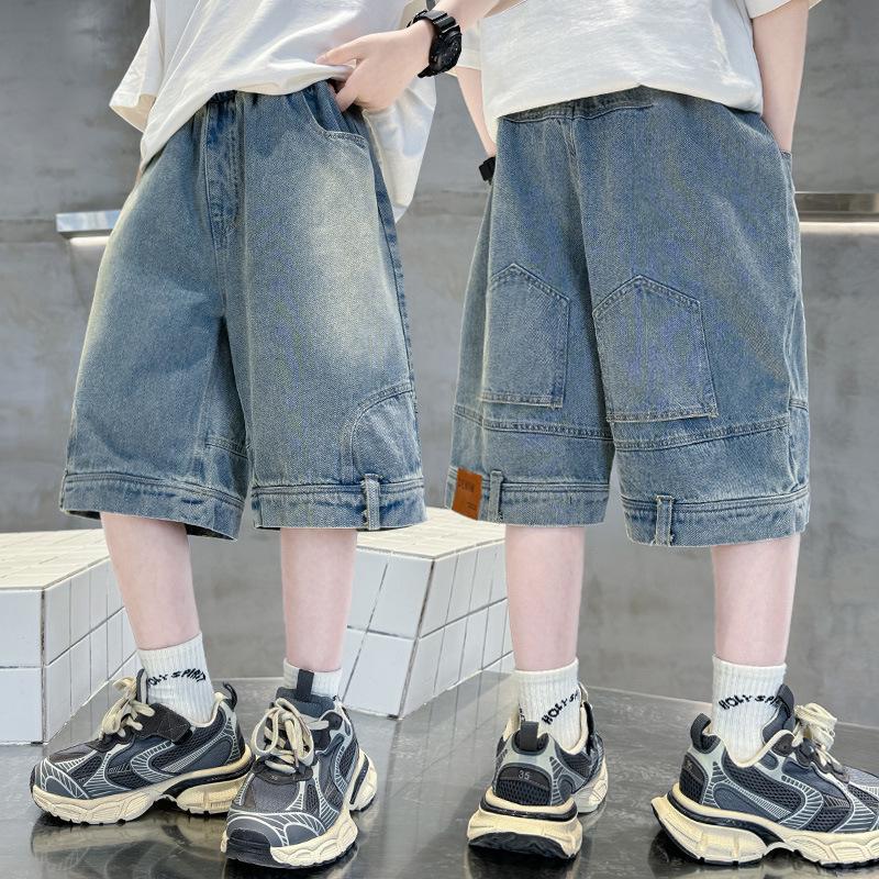 Dental Clinic Jongens Zomer Denim Shorts 2026 - Lichte, Stijlvolle Middellange Casual Broek voor Oudere Kinderen 160 (Height 150cm)