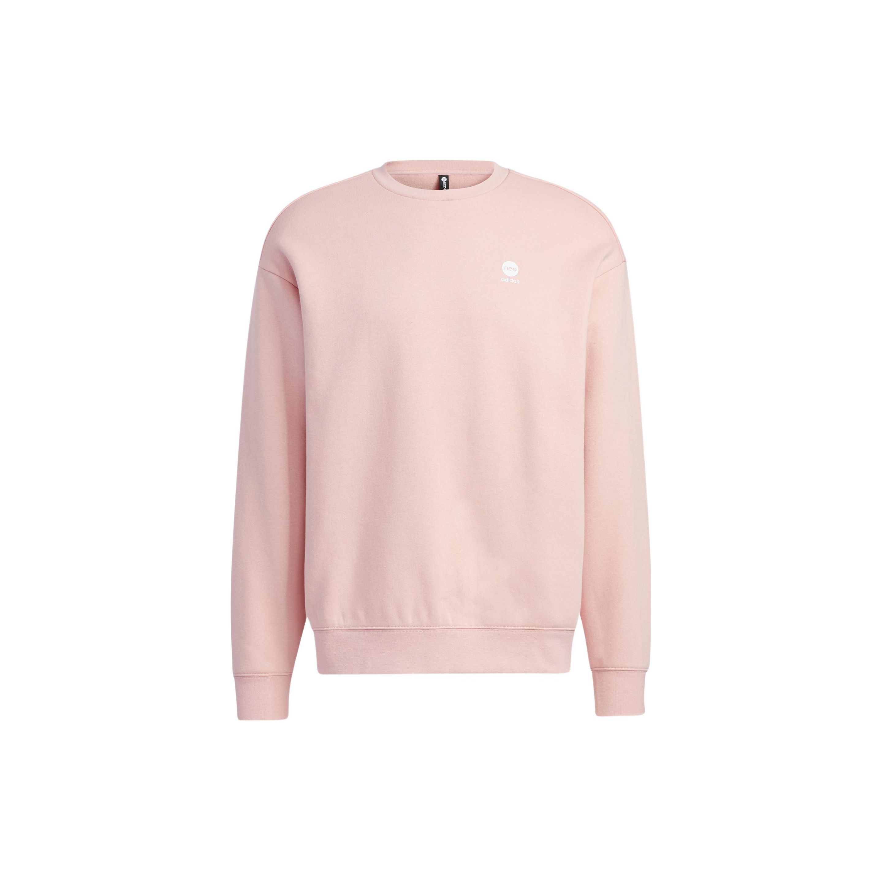 Adidas Neo Solid Color Logo Print Round Neck Long Sleeve Sweatshirt Soft Comfortable Daily Casual Streetwear Unisex Pink HY9657 3XS