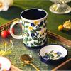 Bohemian Style Raised Floral Mug, Large Capacity Colorful Flower Tea Cup with Handle,3D Embossed Floral Ceramic Mug