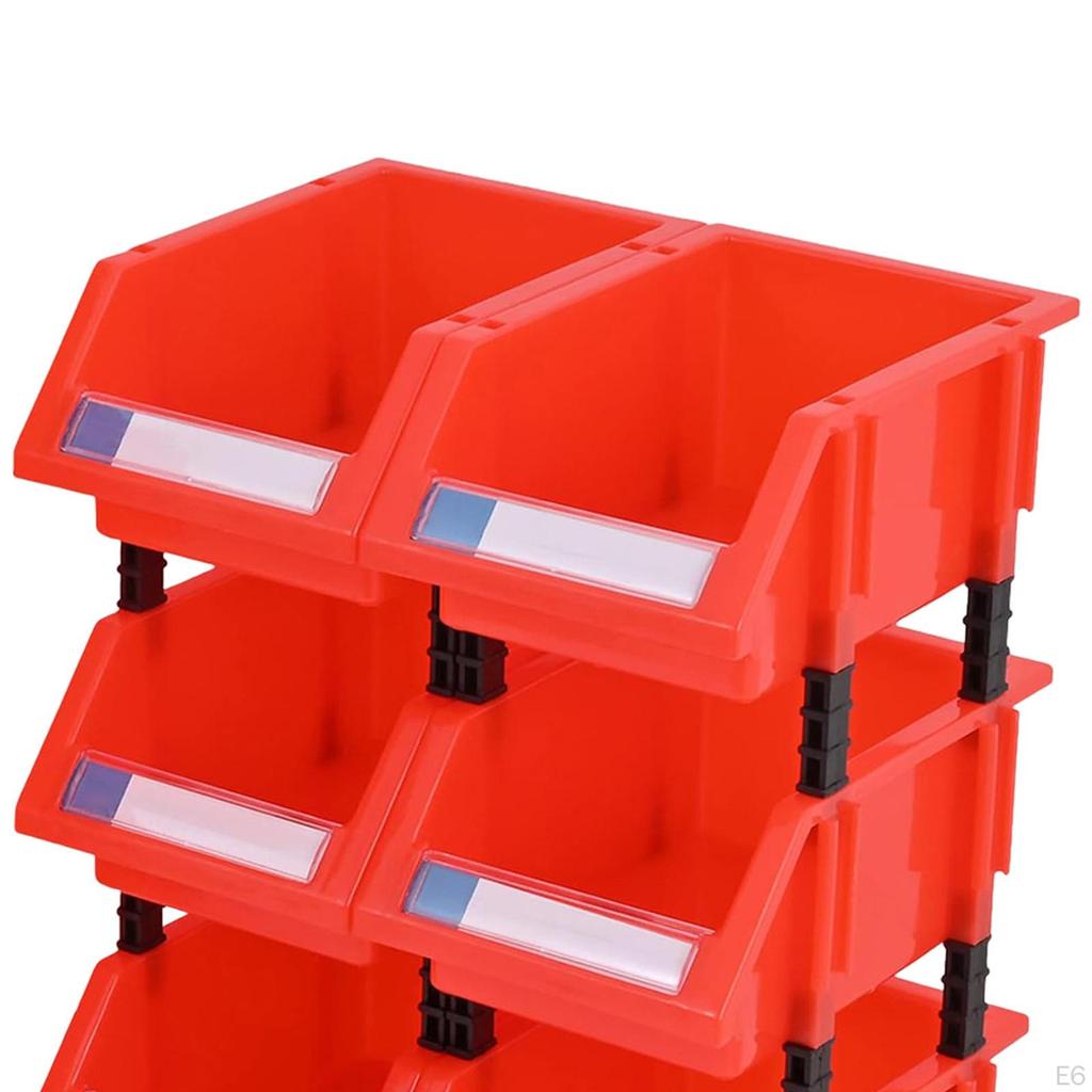 6 Pieces Hardware Storage Organizer Stackable Bin Container with 4 Connect Pillars Garage
