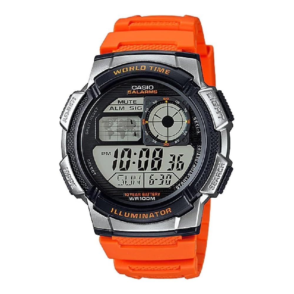 Casio Standard Digital AE-1000W-4B Watch Red Resin Band Water Resistant Digital Timepiece