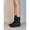 Sheepskin Version~ French Retro Square Head Inner Height Increase Thin Boots Women's Fashion Simple Black Versatile Short Boots Martin Boots
