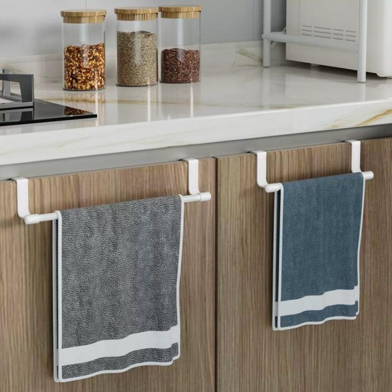 Towel Rod Steel Metal Wire Over Cabinet Towel Rack Storage Organizer Bathroom Door Hanging Towels Rack Punch-free Rag Hanger