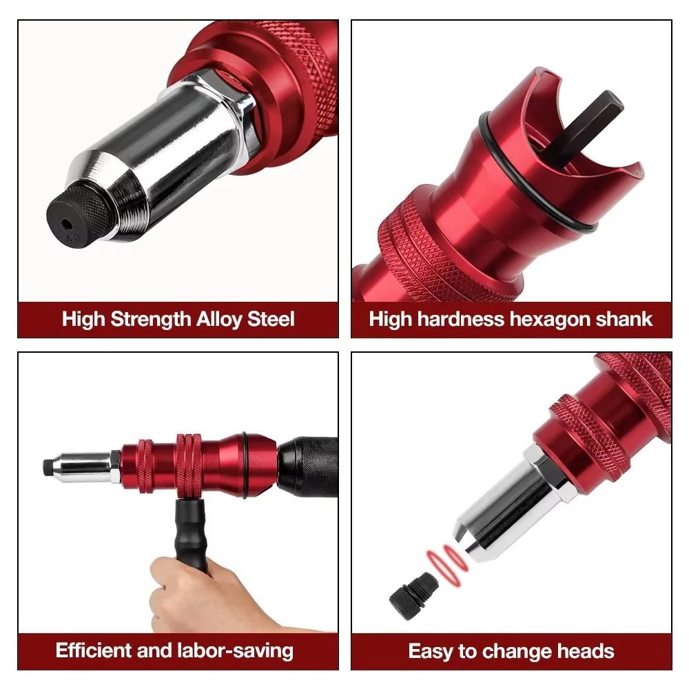 Aluminum Zinc Zinc Alloy Rivet Adapter Removable Plastic Handle Cordless Rivet Riveting Machine Furniture