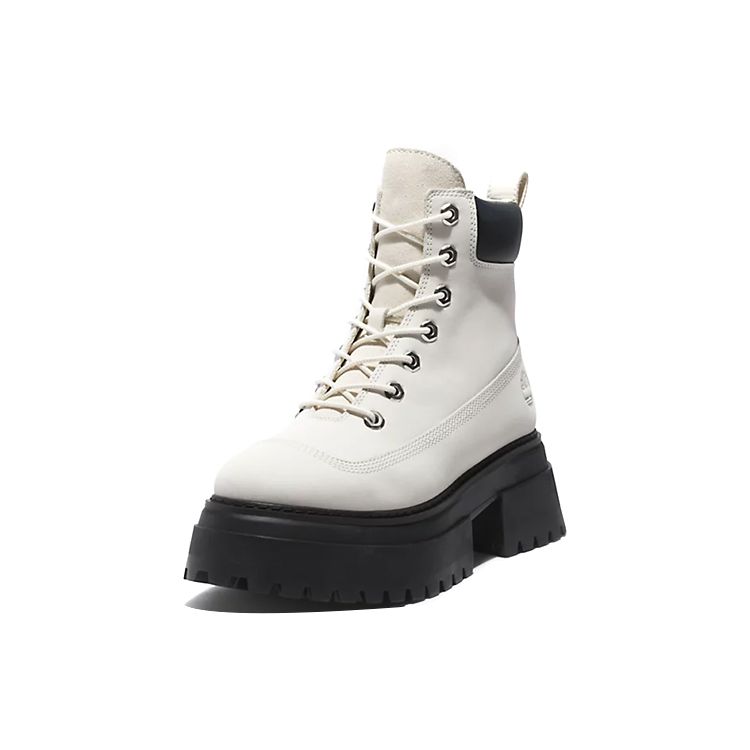 Timberland Sky 6 Inch Lace-Up Waterproof Short Outdoor Boots Women Boots White Black A5RSV143