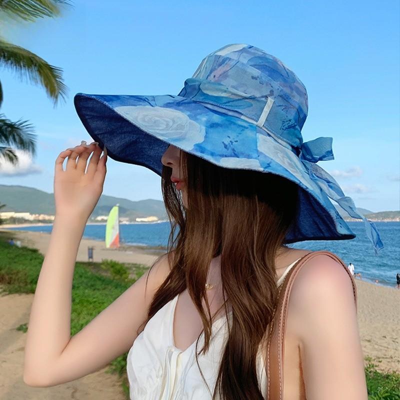 Polyester Sun Hat For Women With Large Brim Uv Protection Sunshade Fashion Summer Accessory