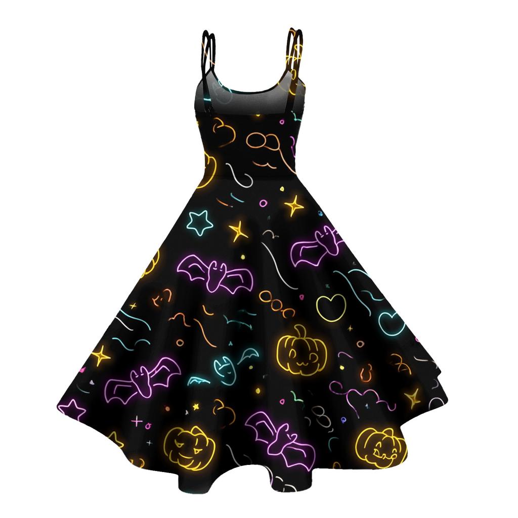 Kvinners Halloween-trykk Sexy Off-The-Shoulder Punk Vintage Kjole
