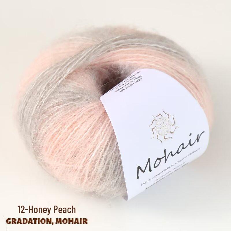 Colorful Gradient Hand-Dyed Mohair Yarn Ball 25g for Sweaters, Scarves, Knitting, and Crochet Projects