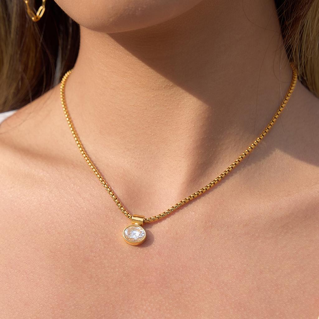 Titanium Steel Zircon Pendant Necklace Accessories Collarbone Chain European and American Stainless Steel